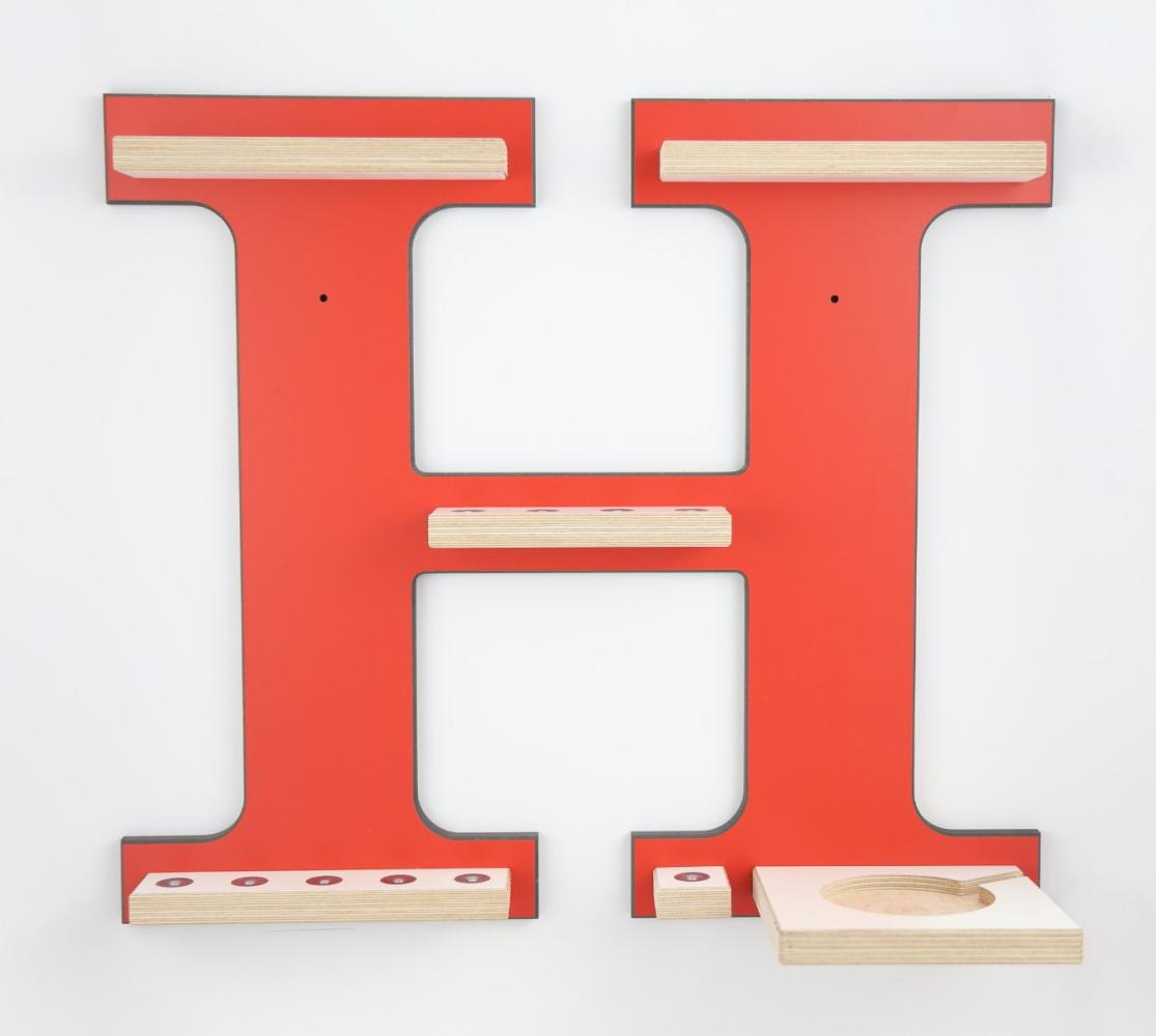 Schreinerei Linden 'Buchstabe H' Tonie-Regal, Holz rot, 45 x 51 cm Bild 1