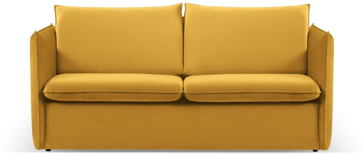 Micadoni 2-Sitzer Samtstoff Sofa mit Bettfunktion Agate | Bezug Yellow | Beinfarbe Black Plastic Bild 1