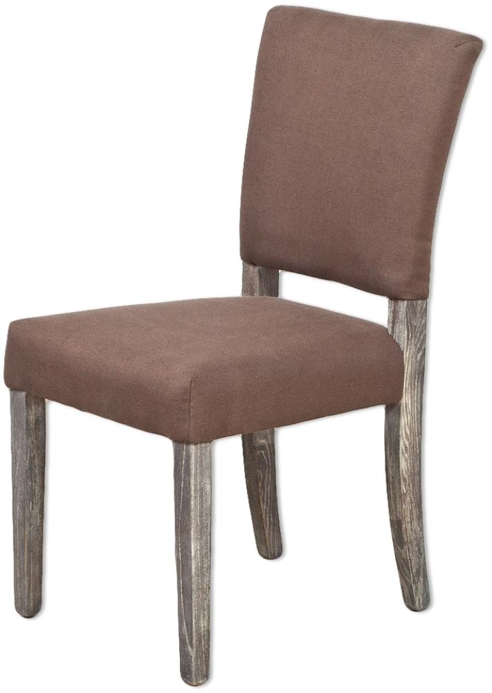 Stuhl NEW RETRO Seal-Brown Esszimmerstuhl Küchenstuhl Stoff Nieten Rubberwood Bild 1