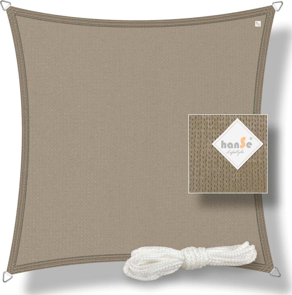 hanSe® Marken Sonnensegel HDPE Quadrat 3x3m Taupe UV-Schutz Sonnenschutz Schattenspender Bild 1