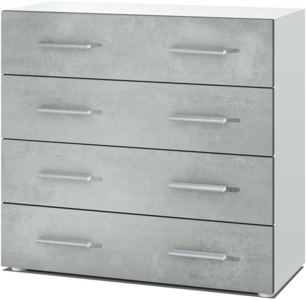 Vladon Sideboard Pavos, Kommode mit 4 Schubladen, Weiß matt/Beton Oxid Optik (76 x 72 x 35 cm) Bild 1