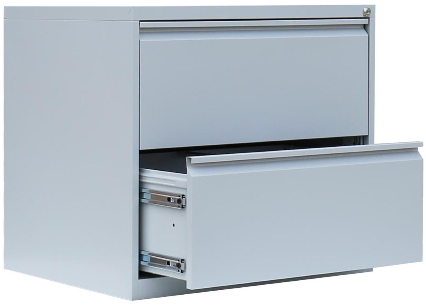 Stahl Büro Hängeregistratur Schrank Bürocontainer 70x76x62cm (HxBxT) mit 2 Schüben doppelbahnig Lichtgrau 561220 Bild 1
