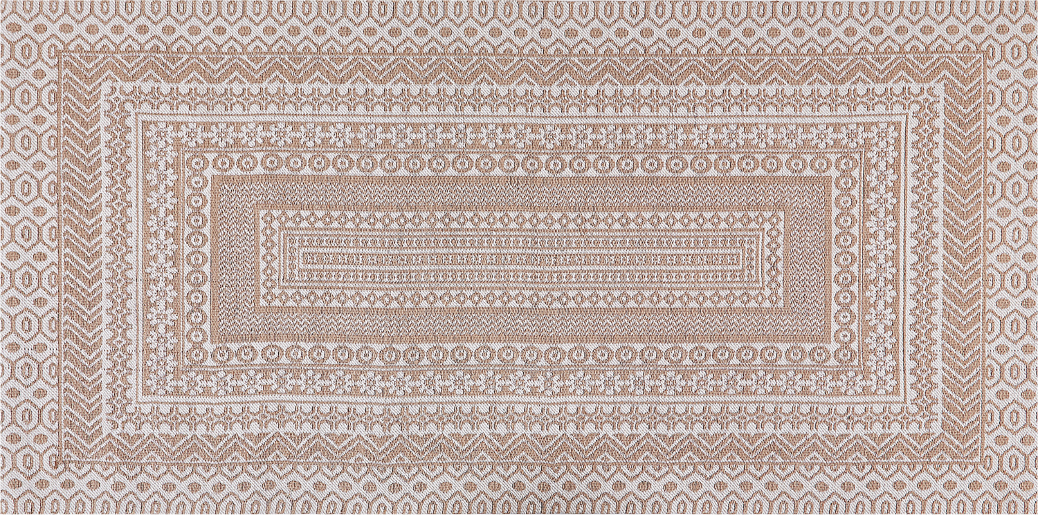 Teppich Jute beige weiß 80 x 150 cm geometrisches Muster Kurzflor BAGLAR Bild 1