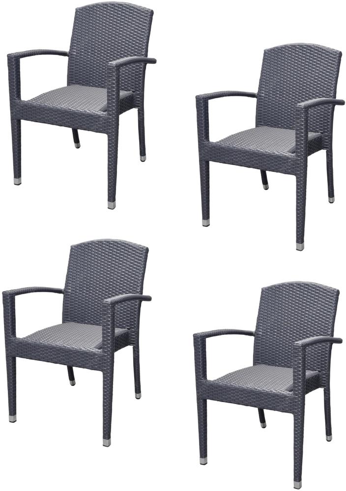 4x KONWAY® MAUI Stapelsessel Schiefergrau Polyrattan Garten Sessel Stuhl Set Bild 1