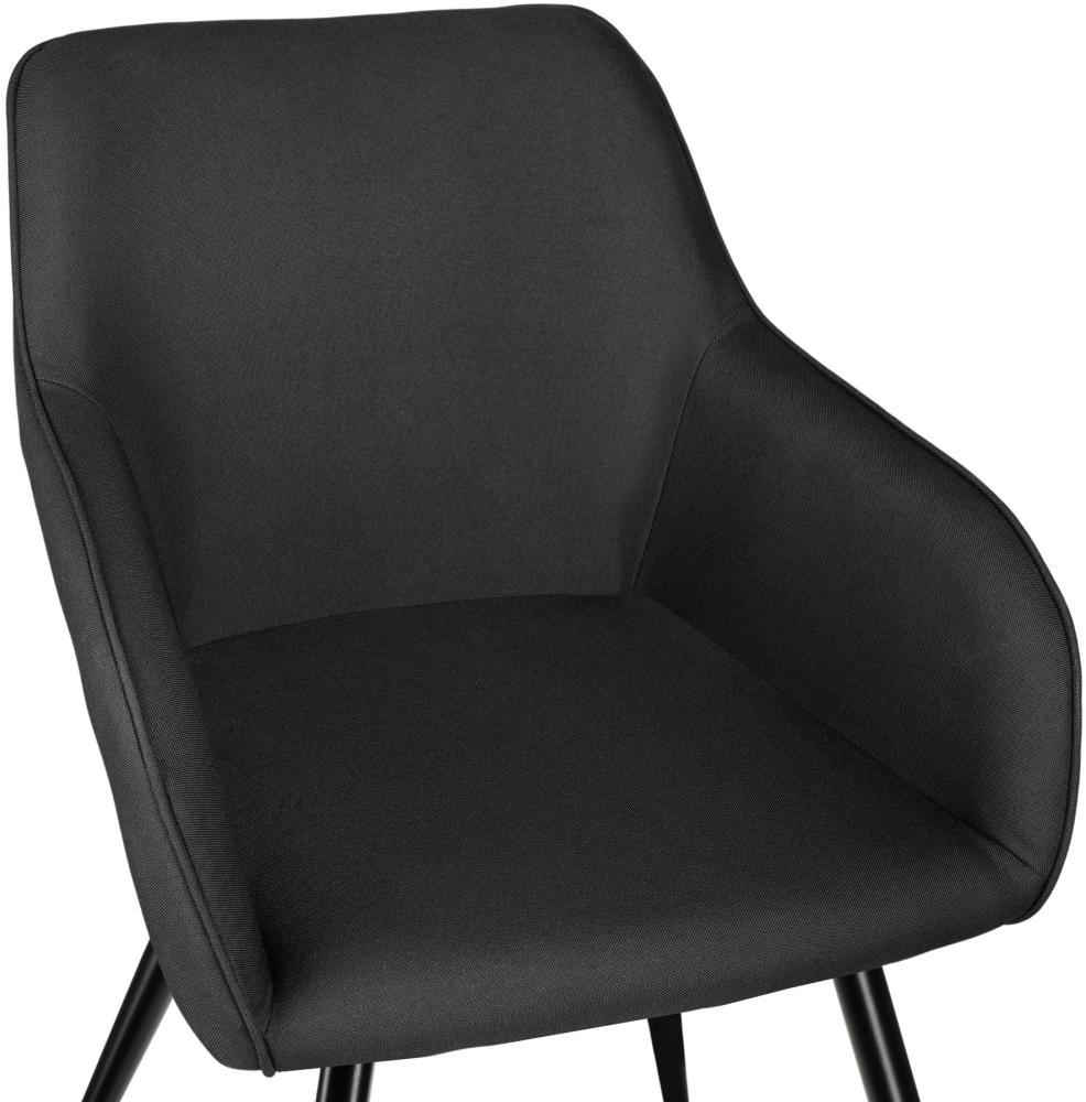 4er Set Stuhl Marilyn Leinenoptik schwarze Stuhlbeine - schwarz Bild 1