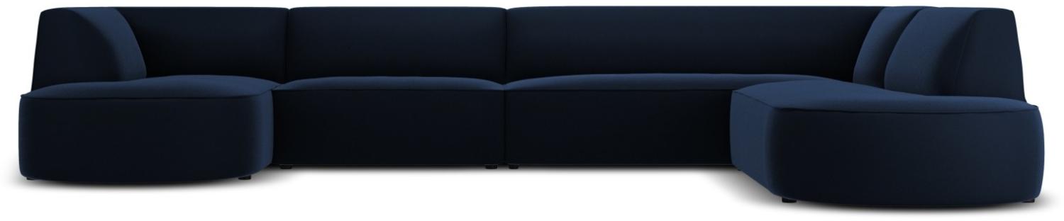 Micadoni 6-Sitzer Samtstoff Panorama Ecke rechts Sofa Ruby | Bezug Royal Blue | Beinfarbe Black Plastic Bild 1