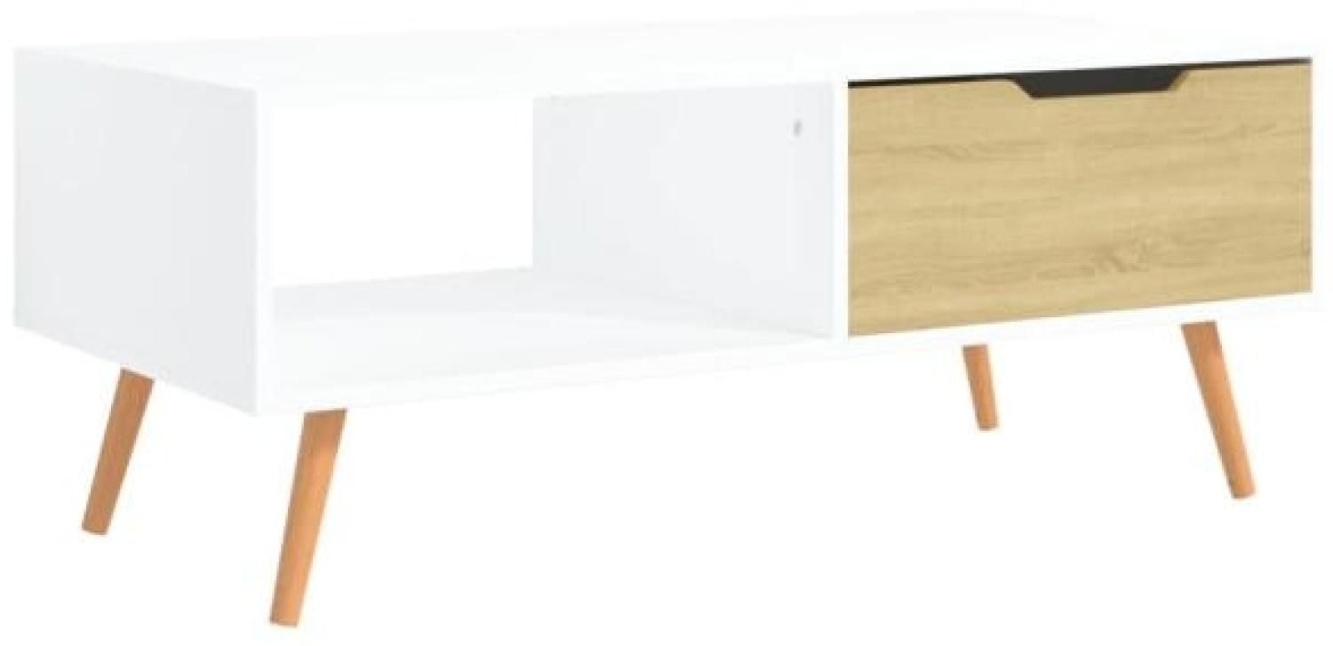 Couchtisch Weiß und Sonoma-Eiche 100x49,5x43 cm Holzwerkstoff Bild 1