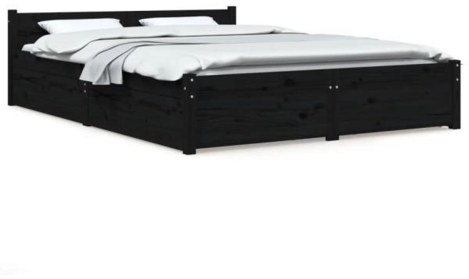 vidaXL Bett mit Schubladen Schwarz 150x200 cm 5FT King Size [3103568] Bild 1