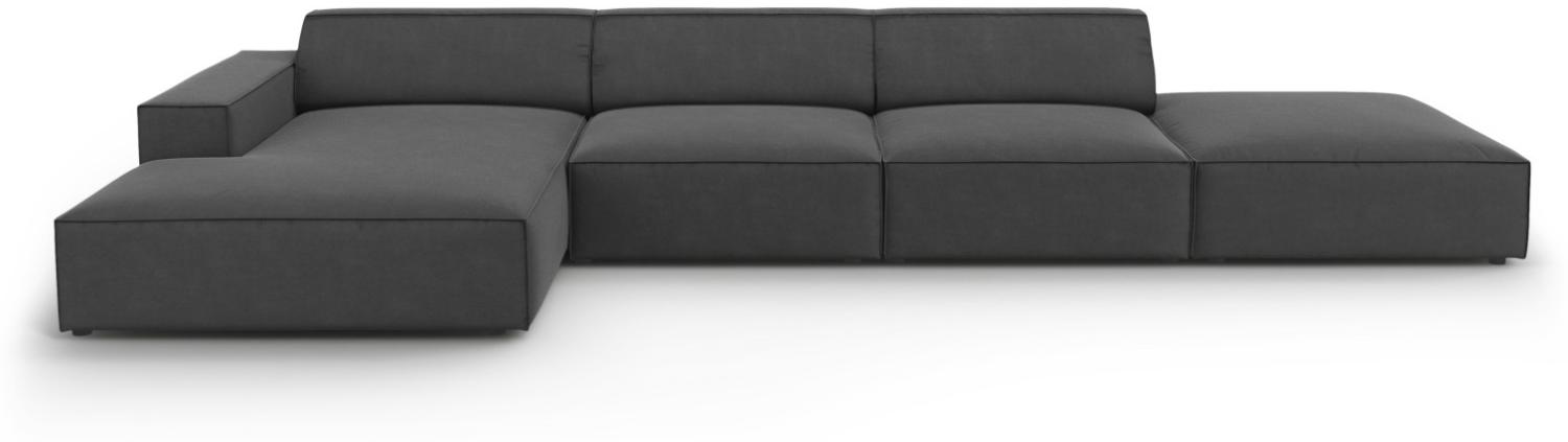 Micadoni 5-Sitzer Samtstoff Ecke links Sofa Jodie | Bezug Grey | Beinfarbe Black Plastic Bild 1
