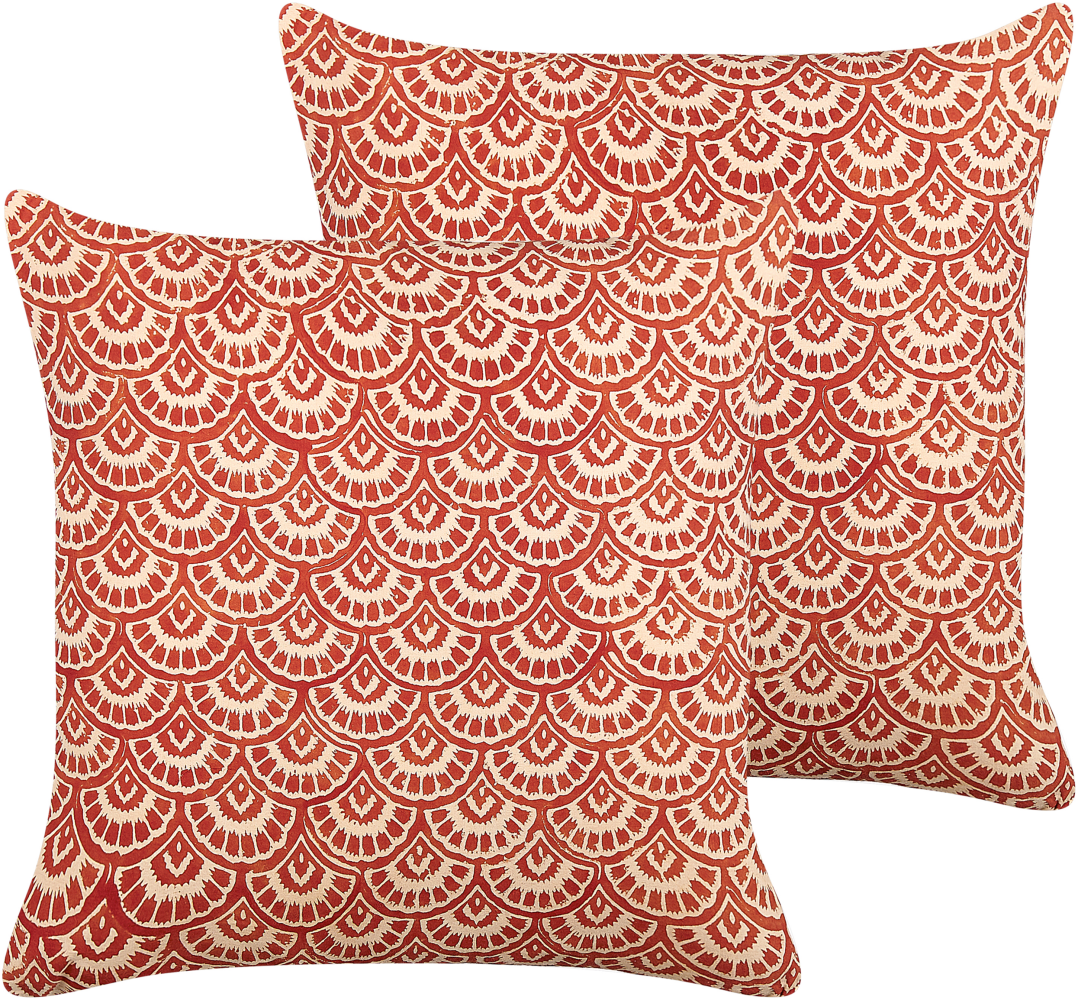 Dekokissen geometrisches Muster Baumwolle rot creme 45 x 45 cm 2er Set RHUS Bild 1
