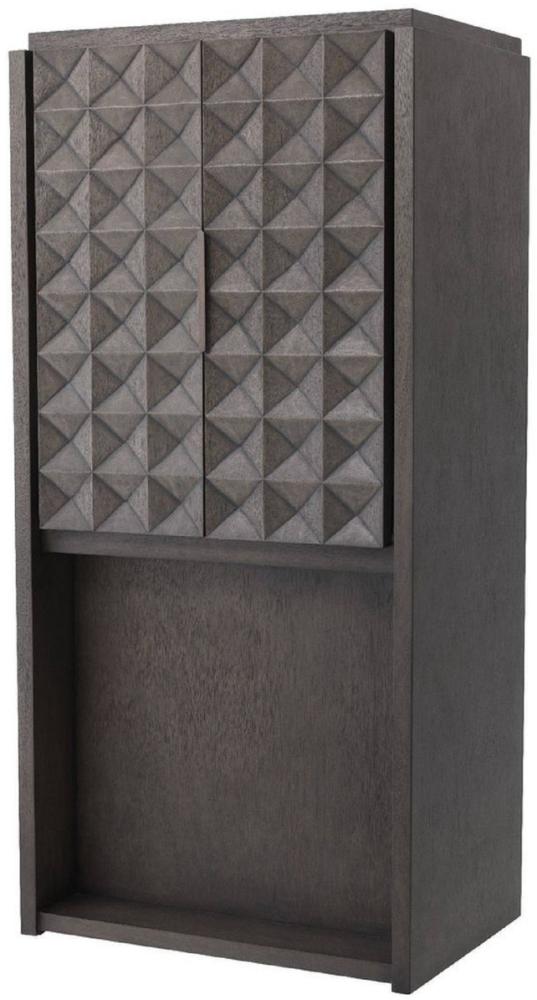 Casa Padrino Luxus Weinschrank Mokkafarben / Bronze 81,5 x 56 x H. 171 cm - Massivholz Barschrank mit 2 Türen und 3D Effekt in den Fronten - Barmöbel - Luxus Qualität Bild 1