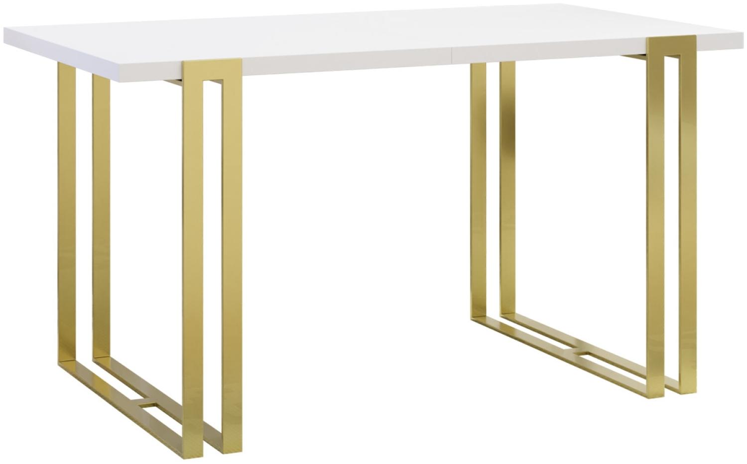 Ausziehbarer Tisch Husteo Gold (Farbe: Gold / Arktisches Weiß) Bild 1
