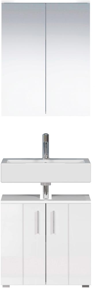 trendteam Waschbeckenunterschrank Spiegelschrank 2 tlg. Wons Weiß 60 x 192 cm Bild 1
