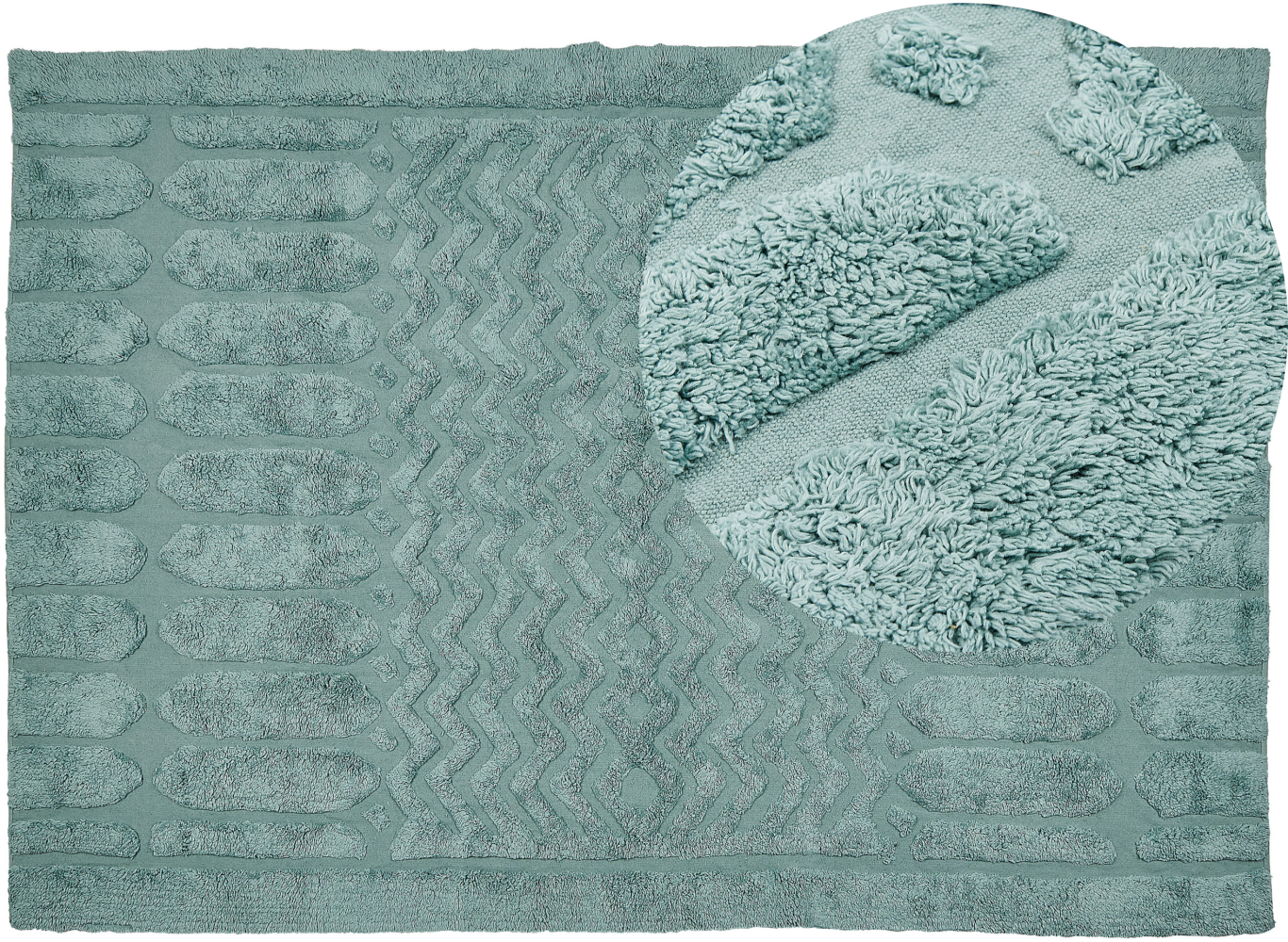 Teppich Baumwolle mintgrün 160 x 230 cm geometrisches Muster Kurzflor SIRNAK Bild 1