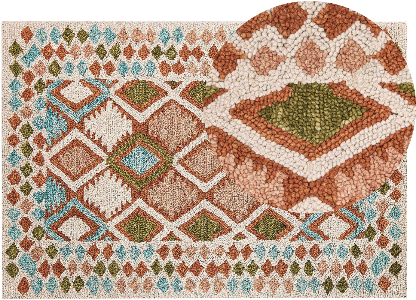 Teppich Wolle mehrfarbig 140 x 200 cm geometrisches Muster Kurzflor ERMENEK Bild 1