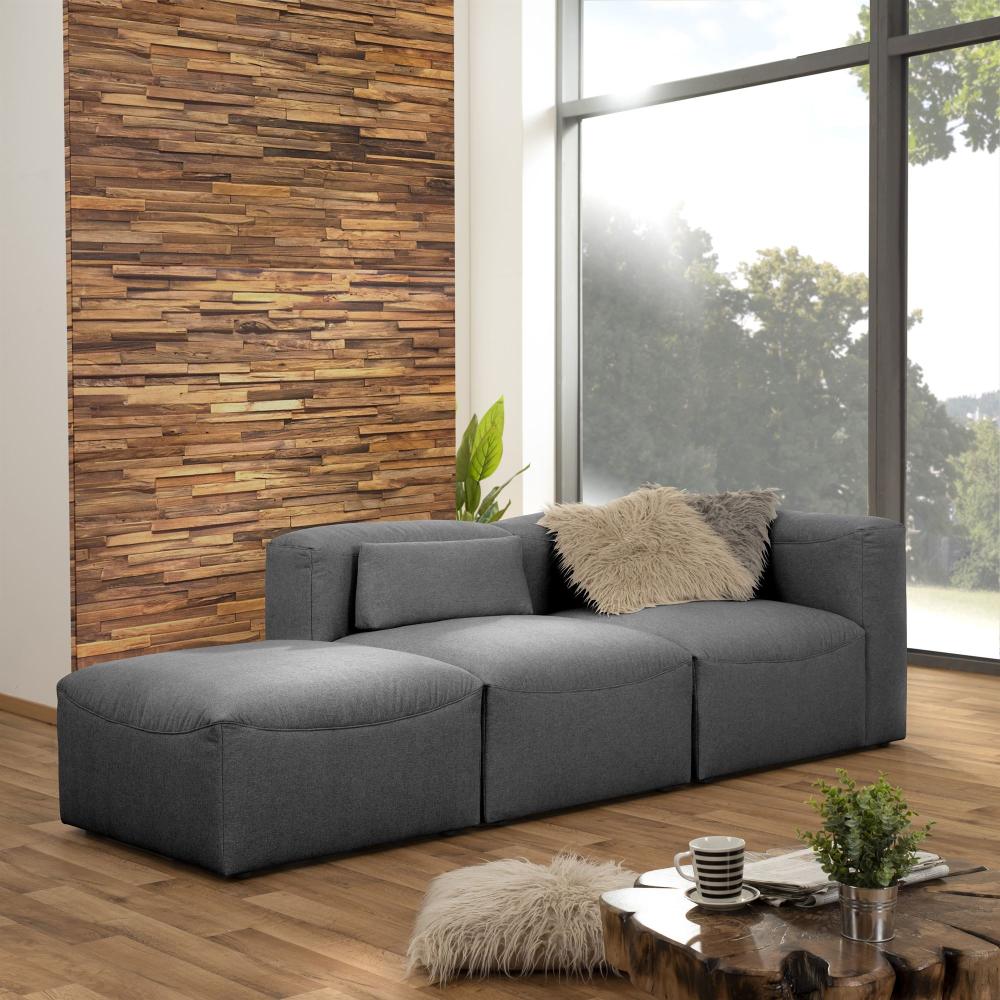 Sofa 2-Sitzer + Hocker Kaleigh Bezug Flachgewebe Kunststoff schwarz / anthrazit 23211 Bild 1
