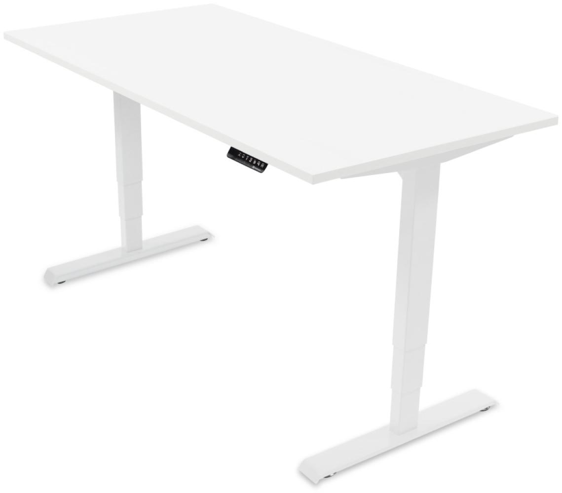 Desktopia Pro - Elektrisch höhenverstellbarer Schreibtisch / Ergonomischer Tisch mit Memory-Funktion, 5 Jahre Garantie - (Weiß, 120x80 cm, Gestell Weiß) Bild 1
