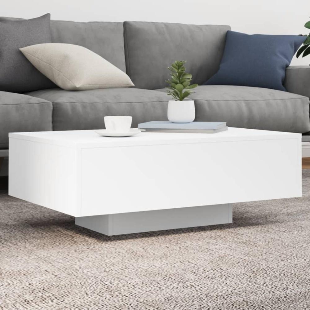 vidaXL Couchtisch mit LED-Leuchten Weiß 85x55x31 cm Bild 1