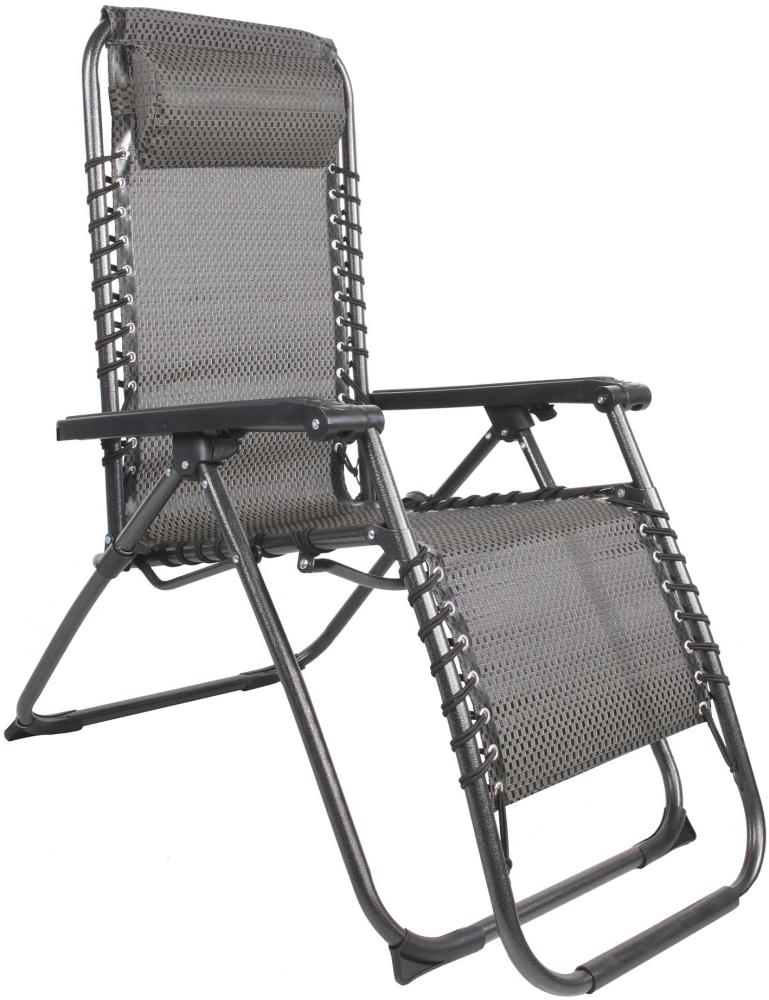Relax Sessel m. Kopfkissen Gartenstuhl Gartenmöbel Liegesessel verstellbar schwarz/taupe Bild 1