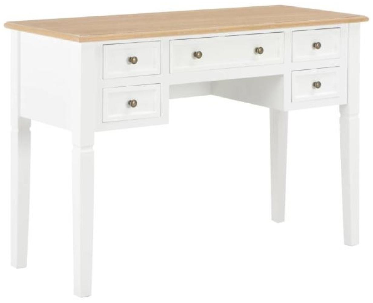Schreibtisch mit Schubladen, Holz Weiß, 109,5 x 45 x 77,5 cm Bild 1