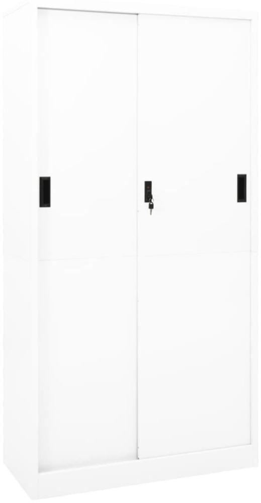 vidaXL Büroschrank mit Schiebetür Weiß 90x40x180 cm Stahl Bild 1