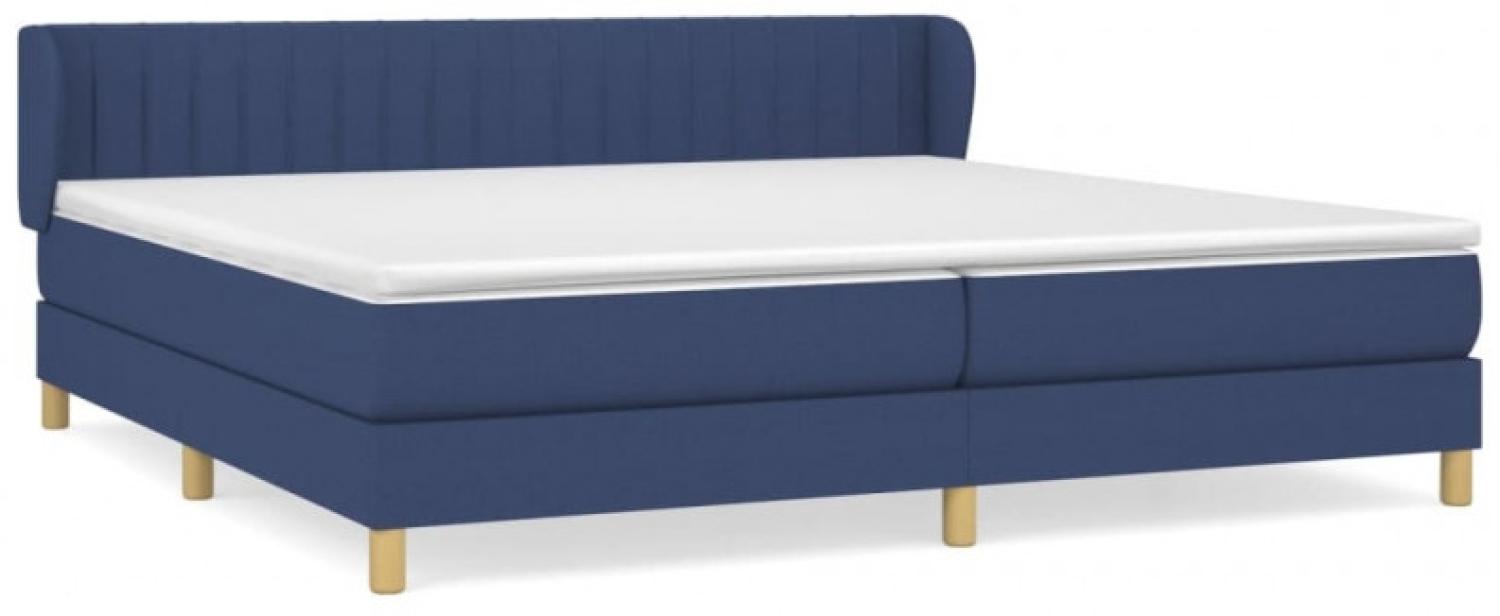 Doppelbett, Polsterbett mit Matratze Stoff Blau 200 x 200 cm, Härtegrad: H2 [3126995] Bild 1