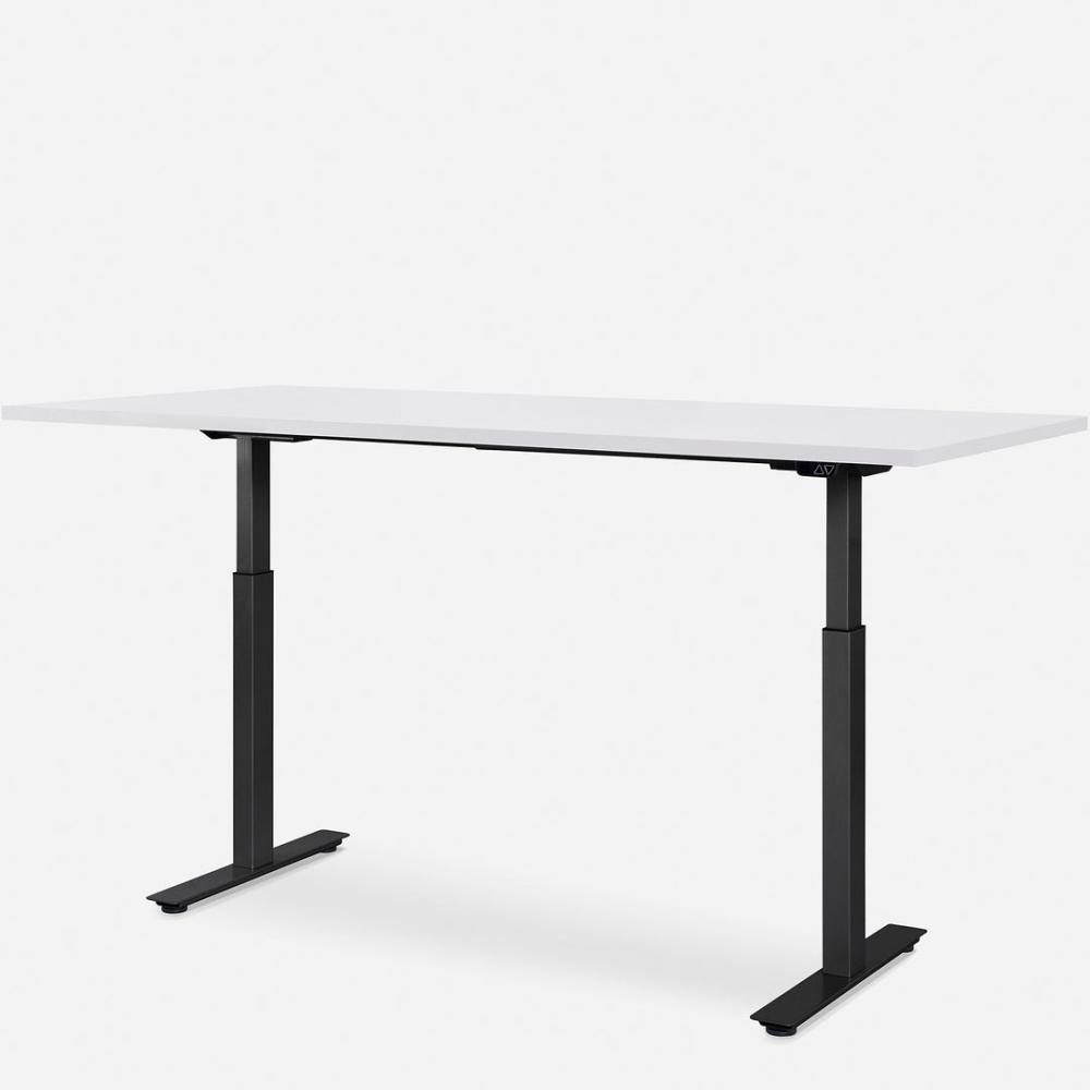 180 x 80 cm WRK21® SMART - Weiss Uni / Schwarz elektrisch höhenverstellbarer Schreibtisch Bild 1