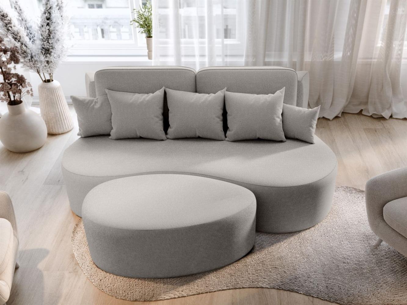 Schlafsofa Designersofa Sofa BIONA in Stoff Doha Grau inkl. Couchhocker Bild 1