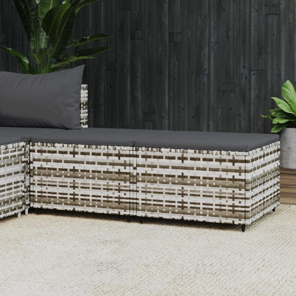 vidaXL Gartenhocker mit Kissen 2 Stk. Grau Poly Rattan Bild 1