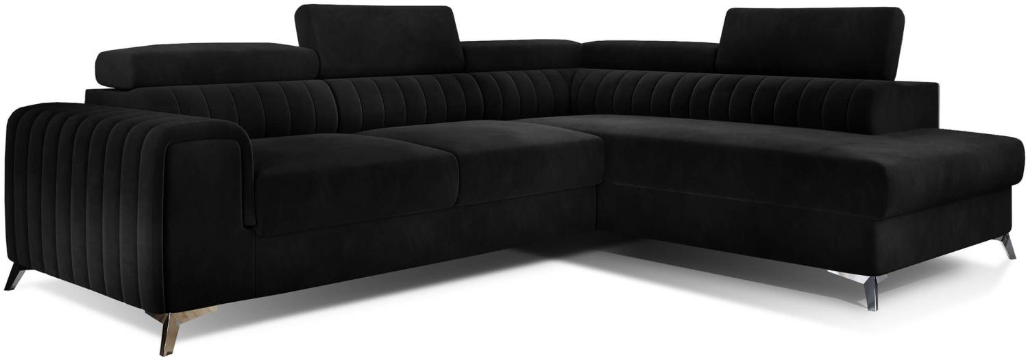 Sofa L-Form Lairence rechts - mit Schlaffunktion - Schwarz Bild 1