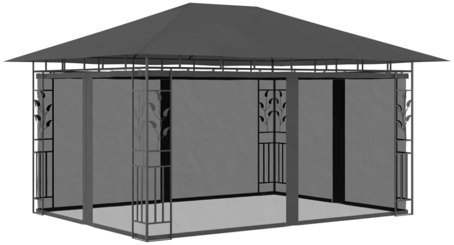 Pavillon mit Moskitonetz 4x3x2,73 m Anthrazit 180 g/m² Bild 1