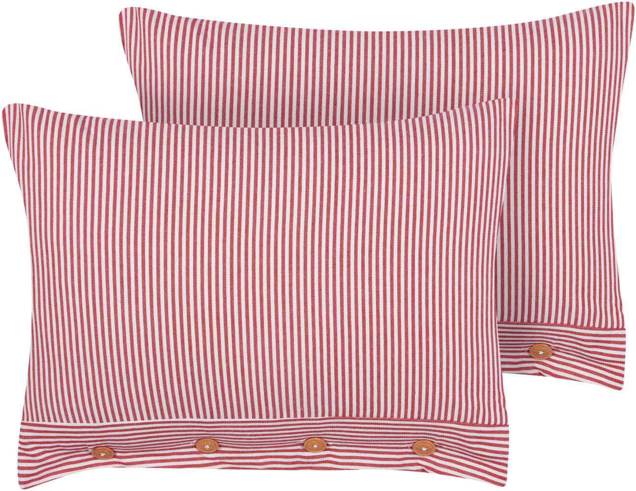 Dekokissen mit Knöpfen Streifenmuster Baumwolle rot weiß 40 x 60 cm 2er Set AALITA Bild 1
