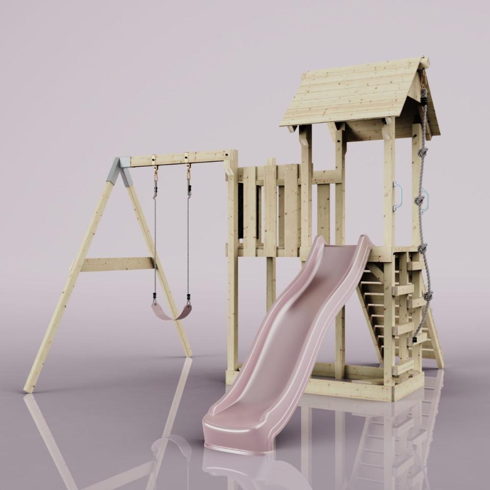 PolarPlay Spielturm Bergen aus Holz in Rosa Bild 1