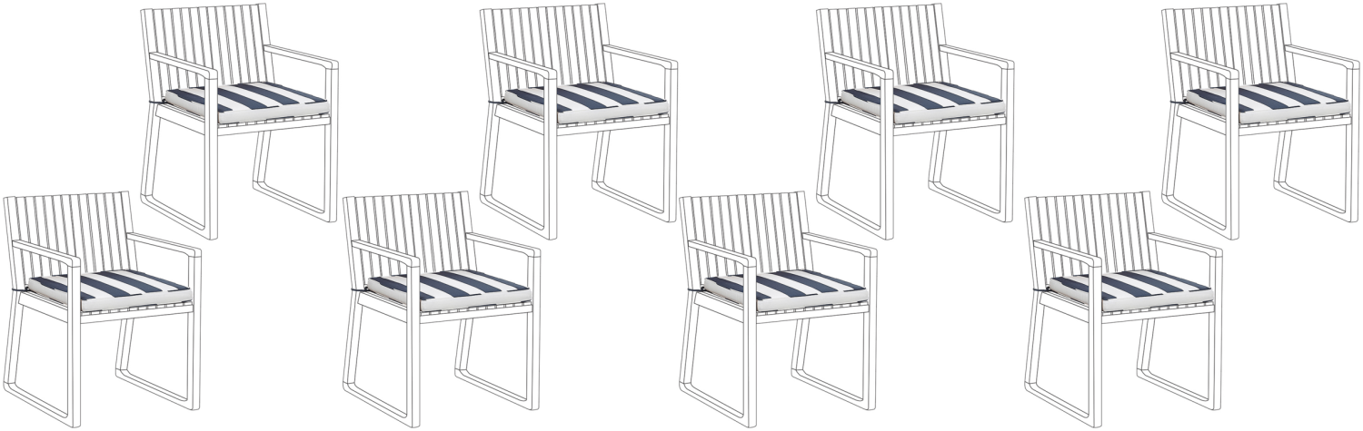 Sitzkissen für Stuhl SASSARI 8er Set marineblau gestreift 46 x 46 x 5 cm Bild 1