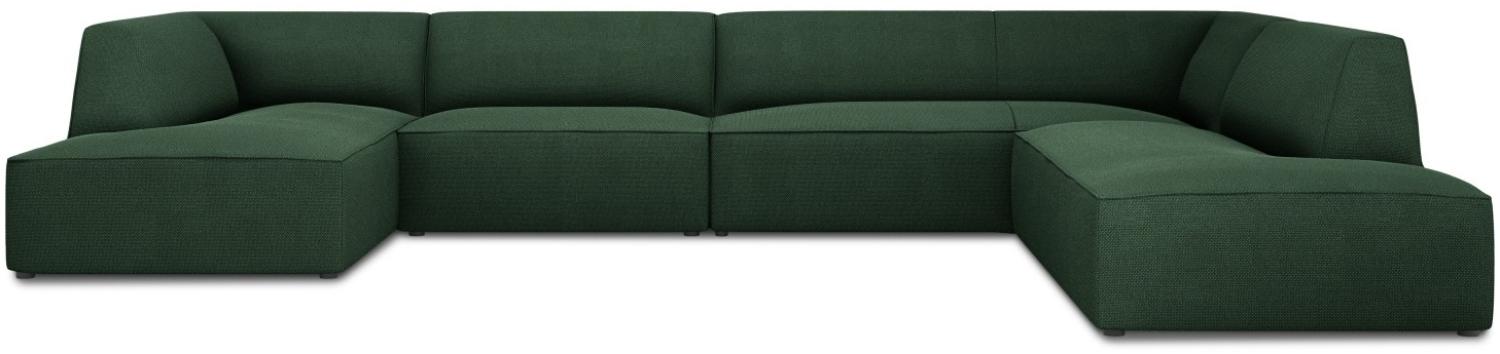 Micadoni 7-Sitzer Panorama Ecke rechts Sofa Ruby | Bezug Green | Beinfarbe Black Plastic Bild 1