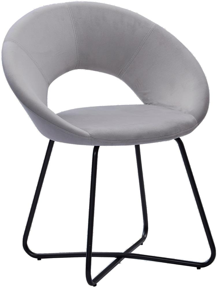 Esszimmerstuhl, Polsterstuhl 'LENNY' Design-Sessel Samt grau Metallbeine schwarz Bild 1