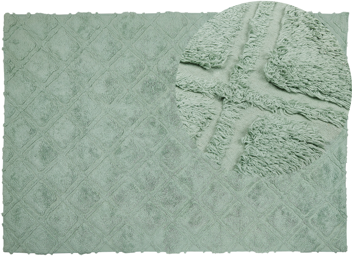 Teppich Baumwolle hellgrün 160 x 230 cm geometrisches Muster Kurzflor HATAY Bild 1