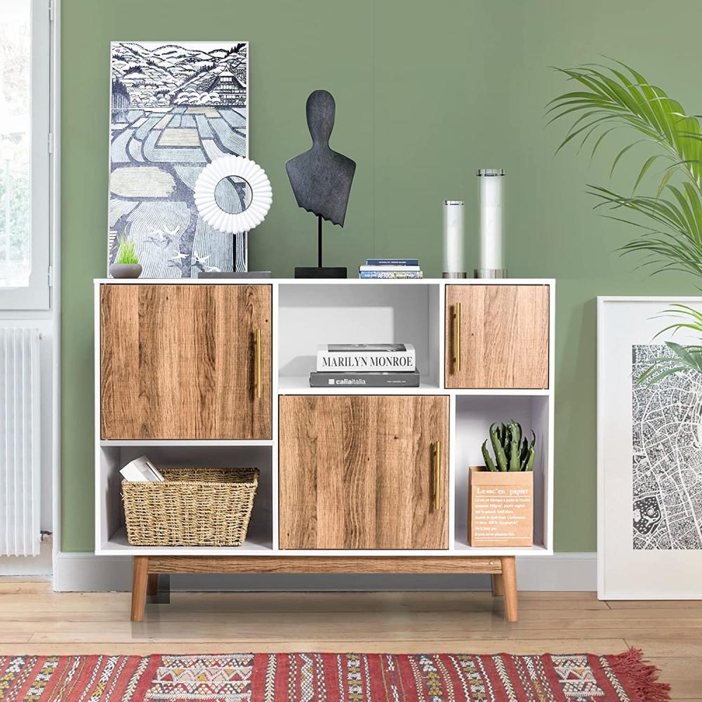 COSTWAY Sideboard Standregal Kommode Schrank Aufbewahrungsschrank, freistehender Holzschrank Bücherschrank Akzentschrank für Wohnzimmer & Schlafzimmer Bild 1