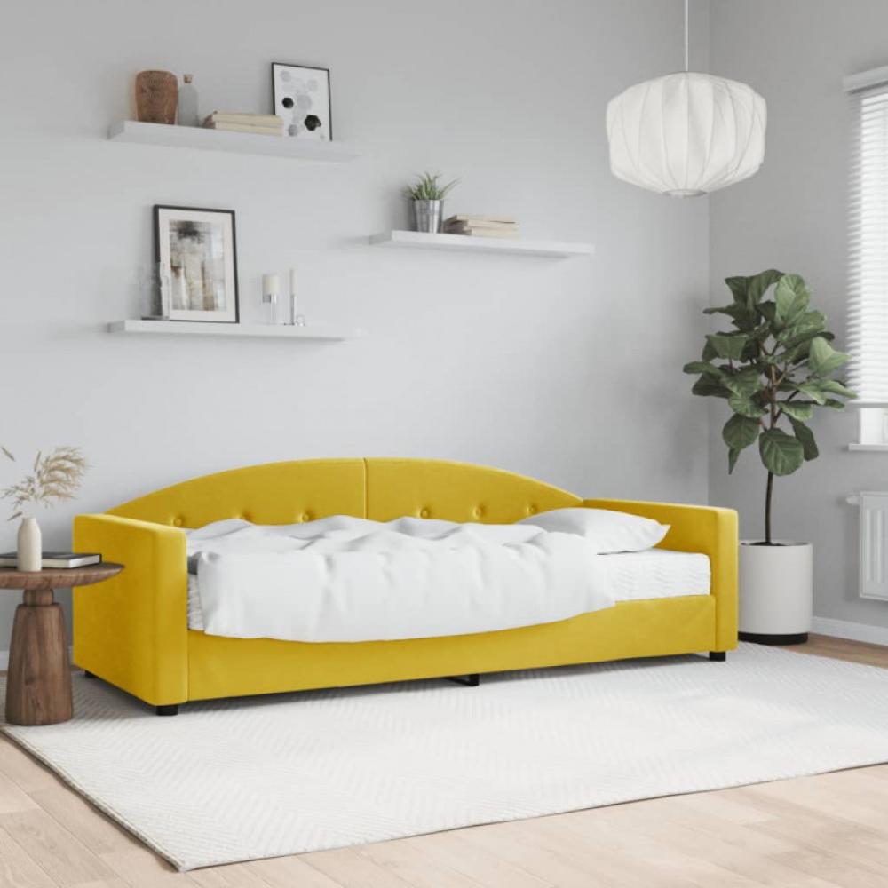 Tagesbett mit Matratze Gelb 80x200 cm Samt (Farbe: Gelb) Bild 1