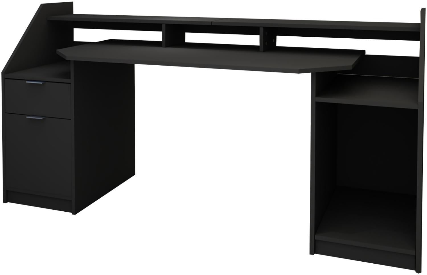 Schreibtisch mit Schublade 180x90 cm schwarz aus MDF ML-Design Bild 1