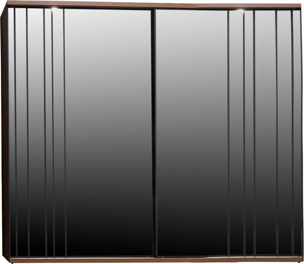Casa Padrino Luxus Schlafzimmerschrank Braun 278 x 65 x H. 228 cm - Moderner Massivholz Kleiderschrank mit 2 verspiegelten Schiebetüren - Luxus Schlafzimmer Möbel Bild 1
