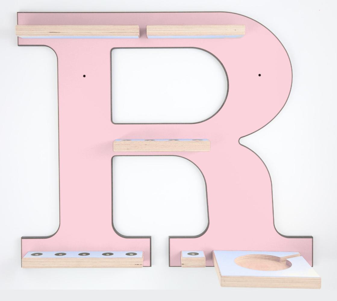 Schreinerei Linden 'Buchstabe R' Tonie-Regal, Holz rosa, 45 x 50 cm Bild 1