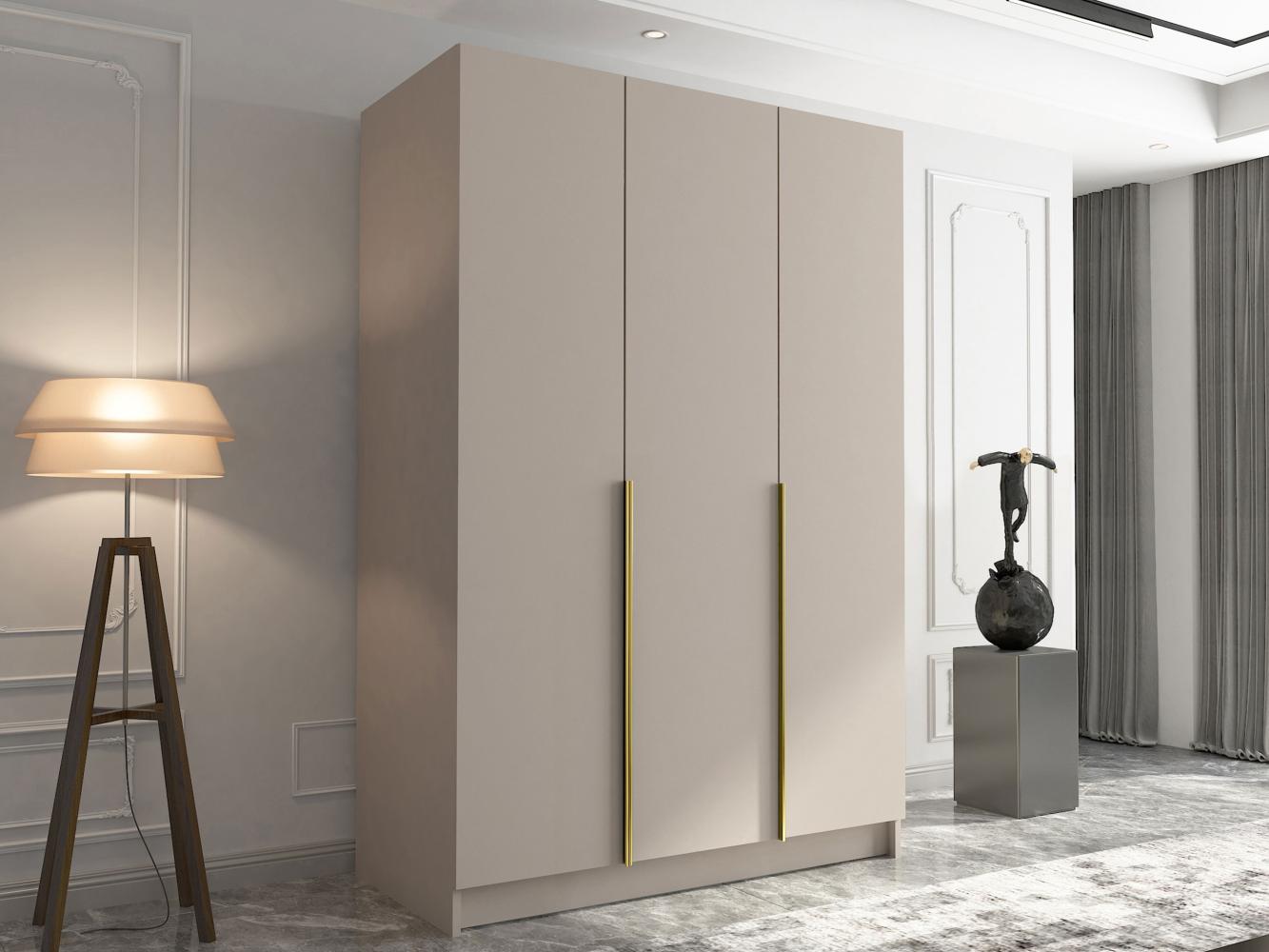 Drehtürenschrank Cikzori I, Kleiderschrank mit 3 Türen (Farbe: Cashmere / Cashmere + Gold) Bild 1