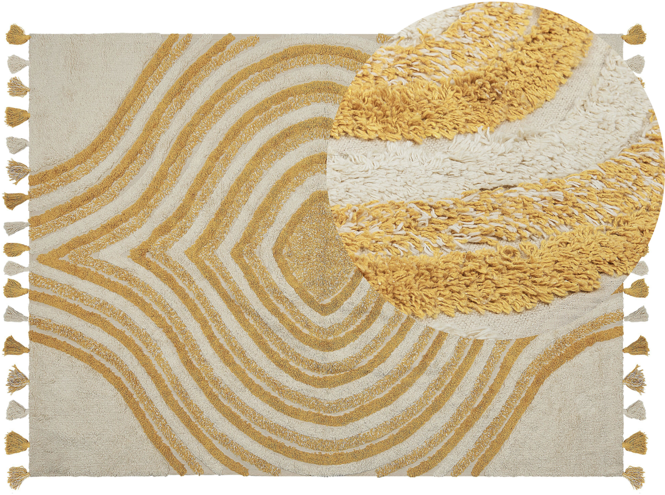Teppich Baumwolle beige gelb 140 x 200 cm abstraktes Muster BINGOL Bild 1