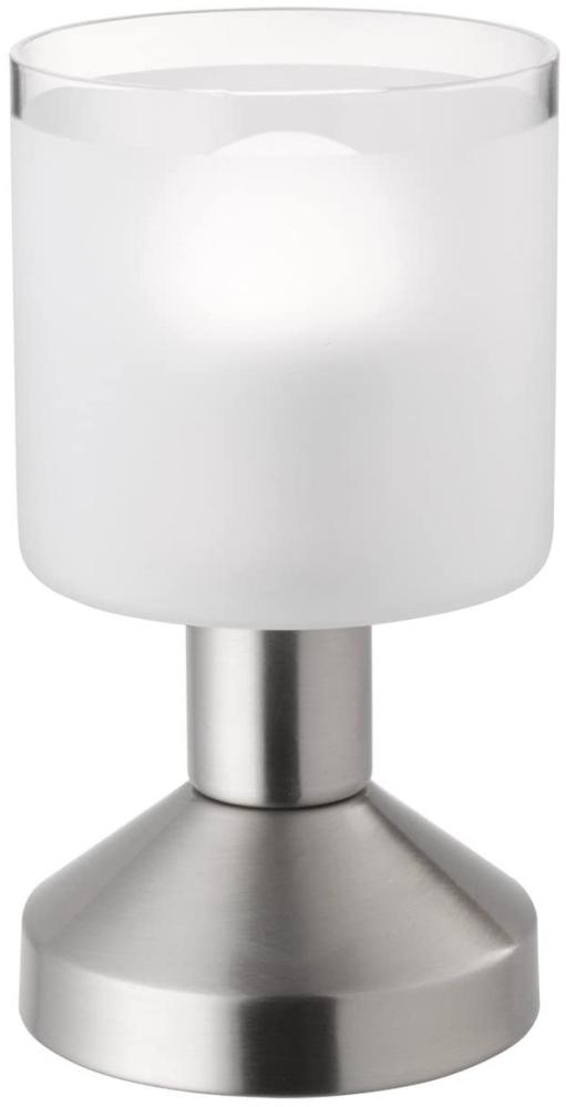 LED Tischleuchte Silber matt ON/OFF über Touch Sensor, Ø9cm Höhe 17cm Bild 1