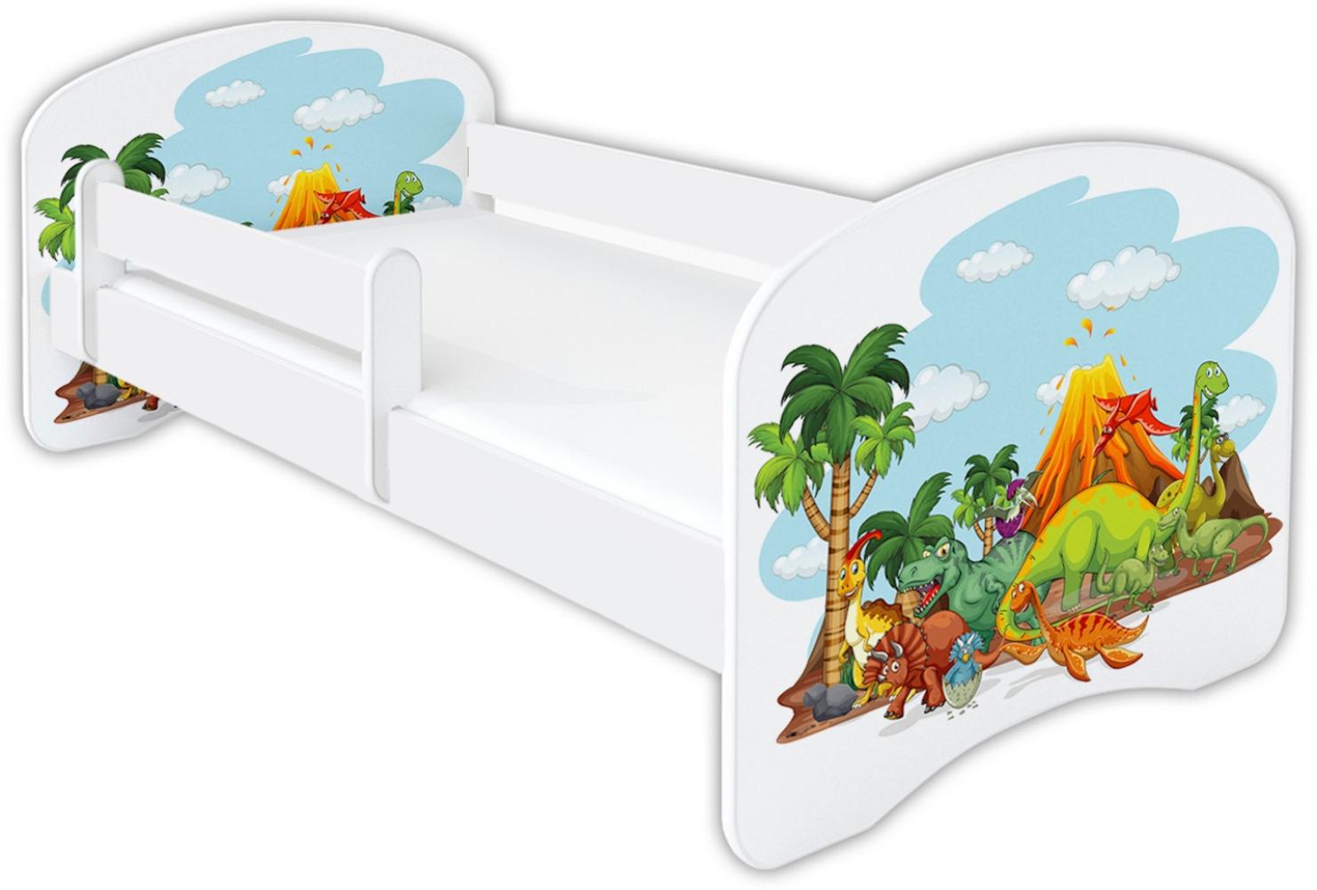 Clamaro 'Schlummerland Dinosaurier' Kinderbett 80x180 cm, Design 4, inkl. Lattenrost, Matratze und Rausfallschutz (ohne Schublade) Bild 1