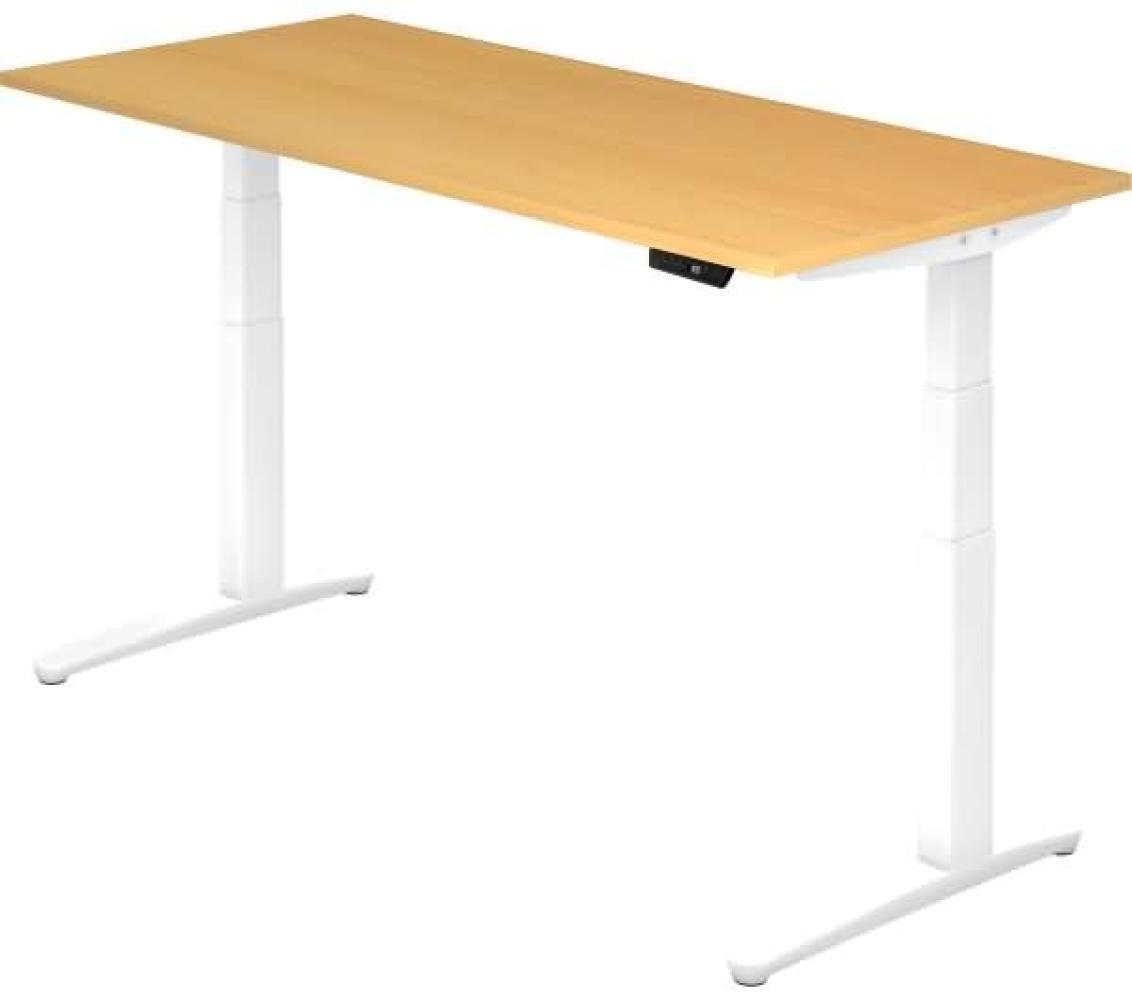 'XBHM19' Sitz-Steh-Schreibtisch elektrisch 180x80cm Buche Weiß Bild 1