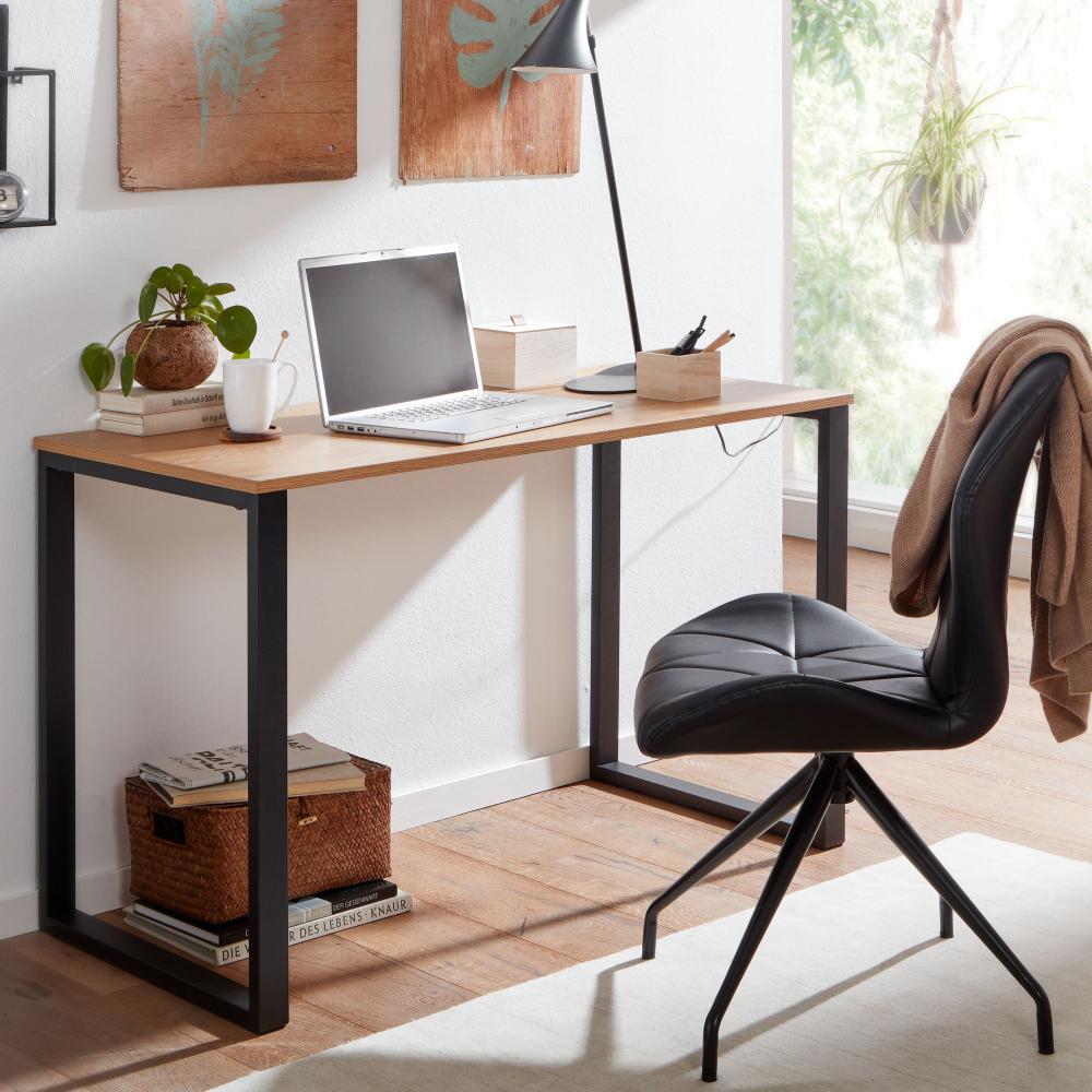 KADIMA DESIGN Eiche-Schreibtisch mit robusten Metallbeinen - Vielseitig einsetzbar, stabil und modern - Ideal für Zuhause und Büro. Bild 1