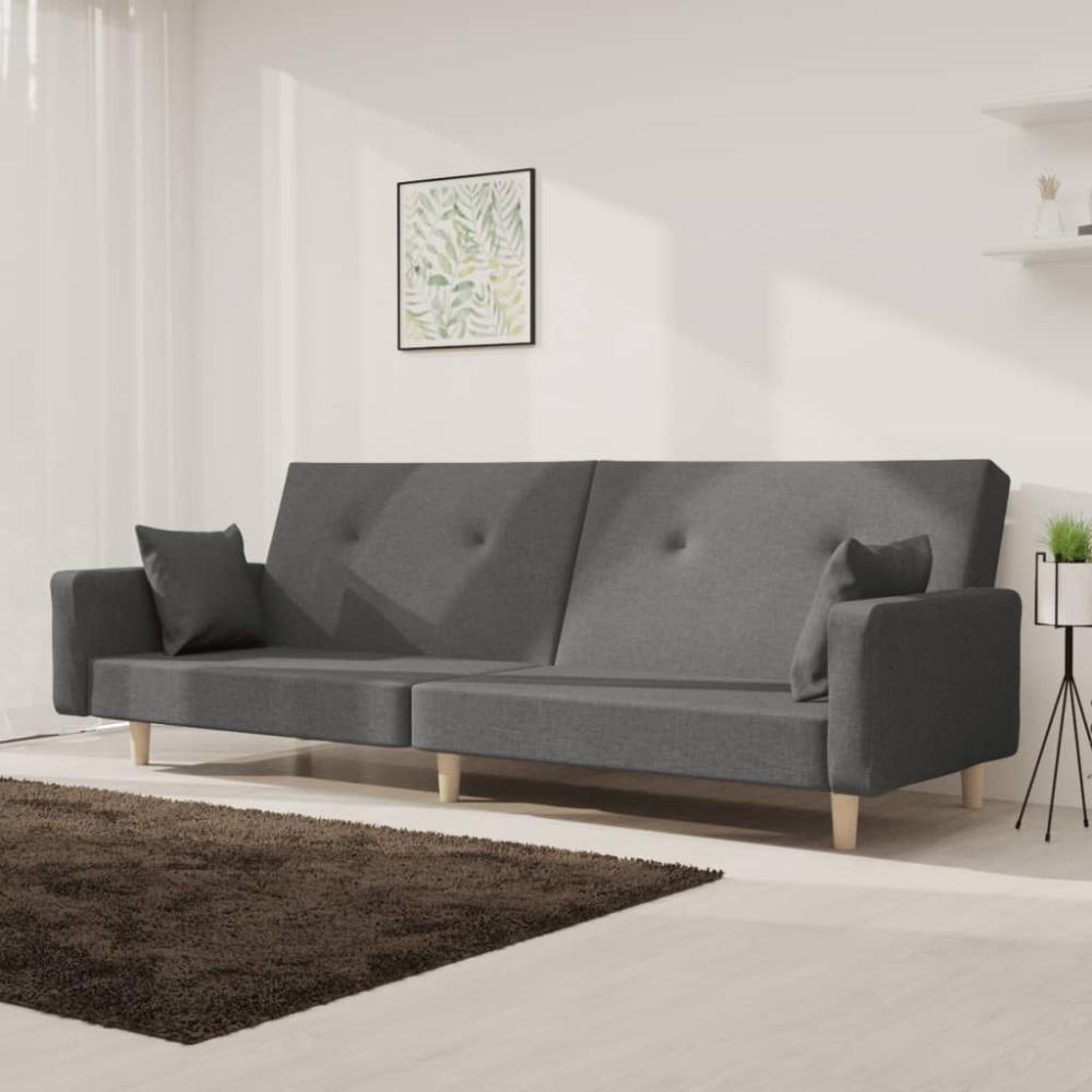 vidaXL Schlafsofa 2-Sitzer mit 2 Kissen Hellgrau Stoff Bild 1