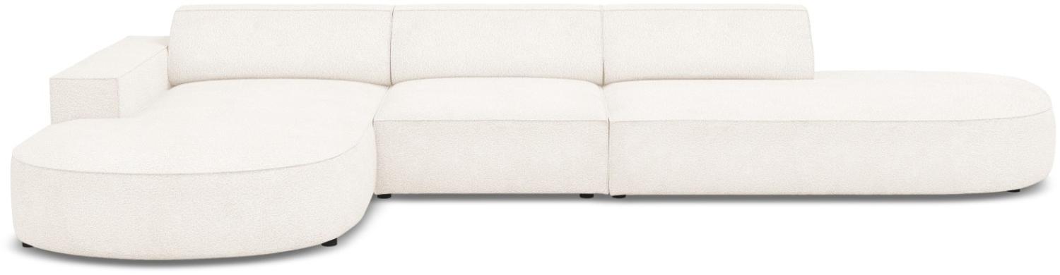 Micadoni 4-Sitzer Boucle Ecke links Sofa Jodie | Bezug Beige | Beinfarbe Black Plastic Bild 1
